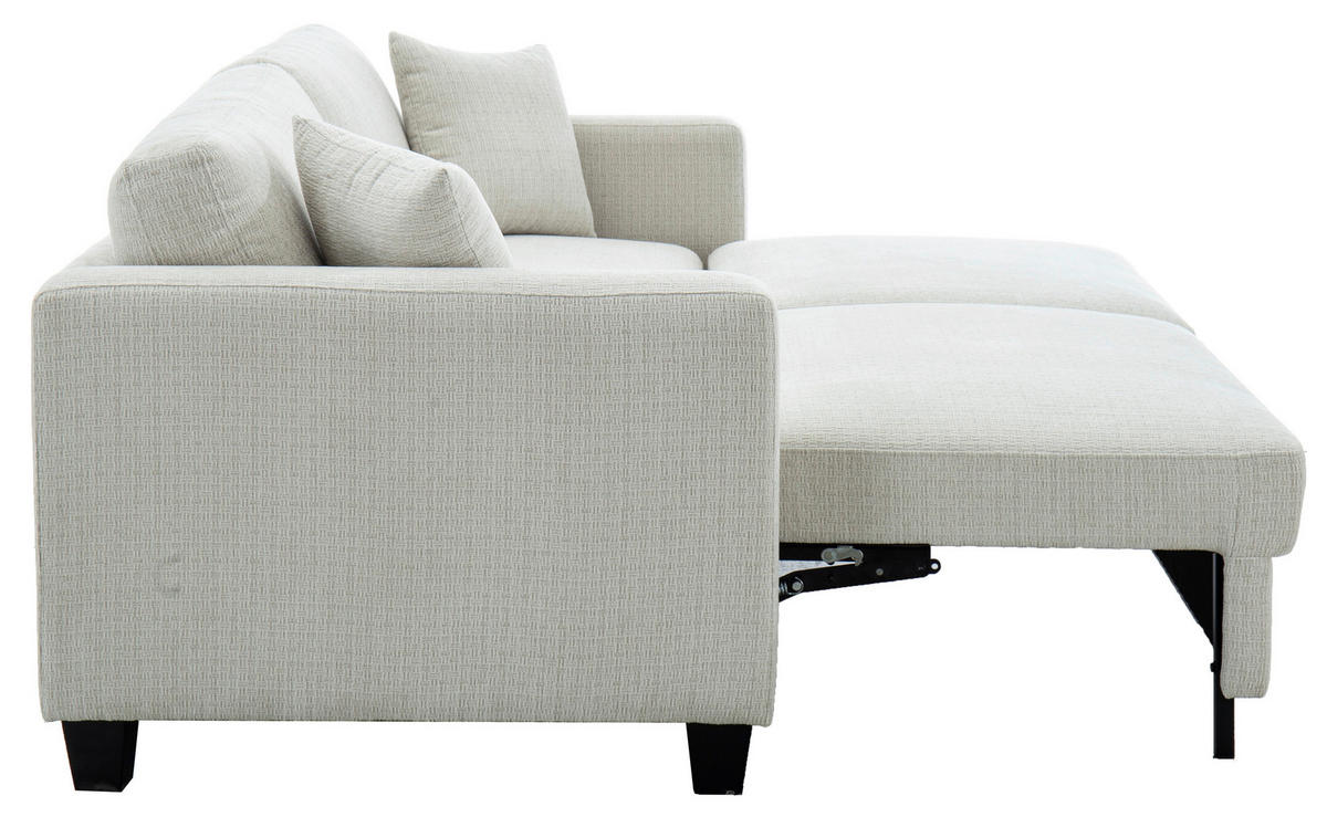 SCHLAFSOFA NOLA in Leinenoptik Beige  - Beige/Schwarz, Design, Holz/Textil (220,5/86/96cm) - Livetastic