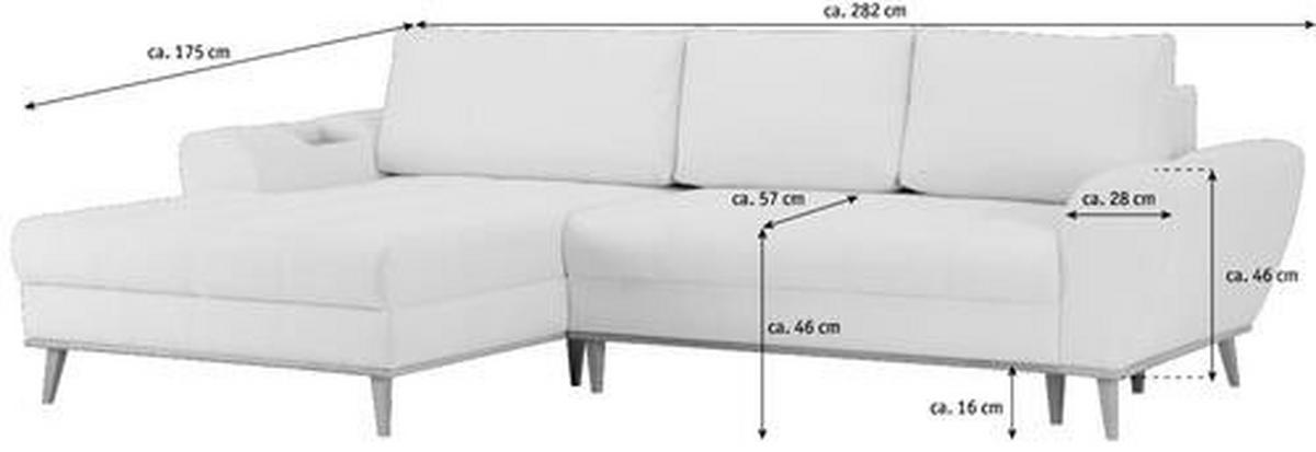 ECKSOFA in Webstoff Grau  - Eichefarben/Grau, Design, Holz/Textil (175/282cm) - Carryhome