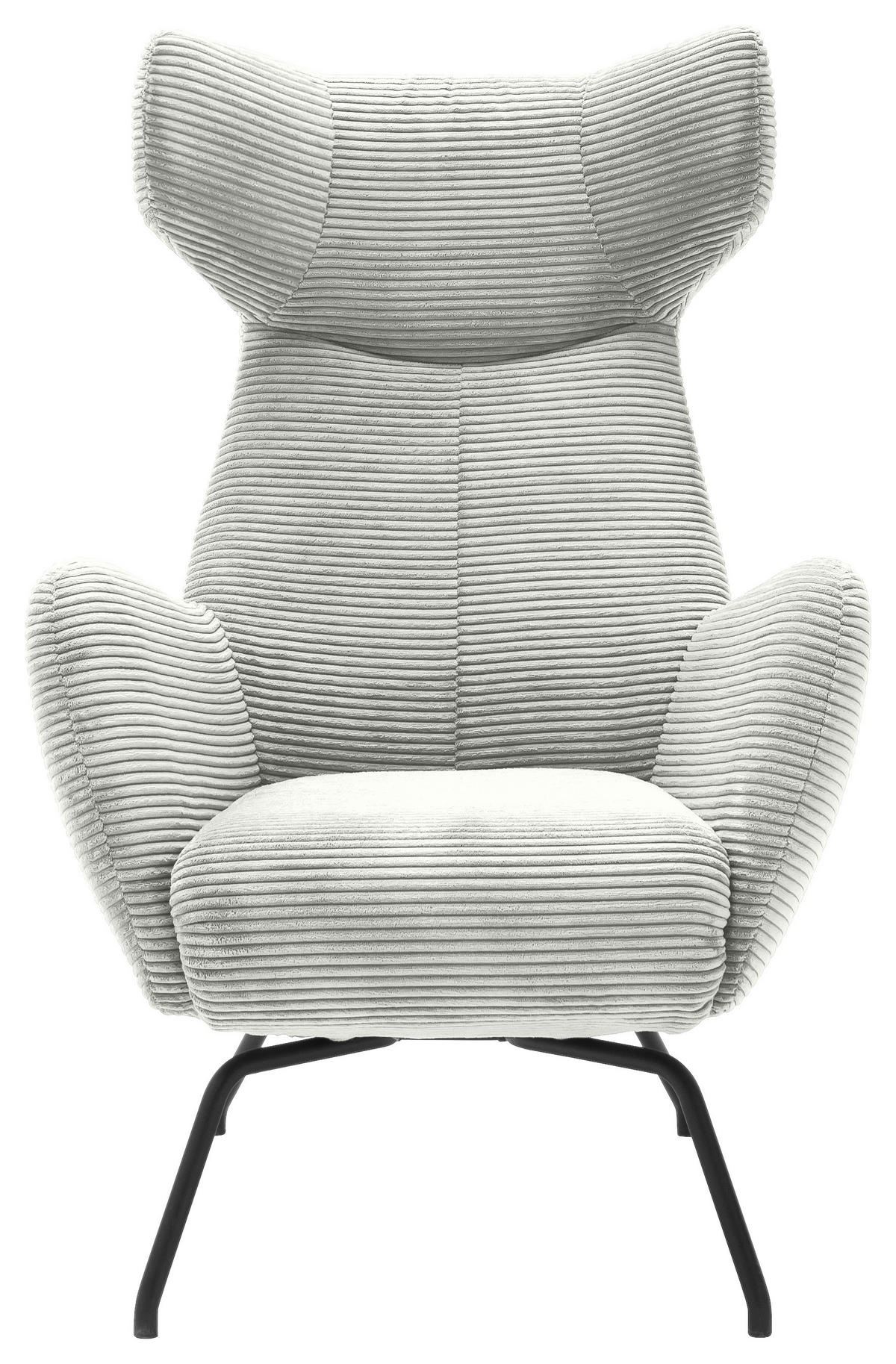 OHRENSESSEL in Cord Hellgrau  - Hellgrau/Schwarz, Design, Textil/Metall (79/117/82cm) - Lomoco