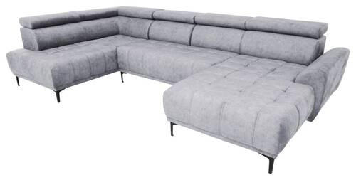 WOHNLANDSCHAFT Hellgrau Velours  - Hellgrau/Schwarz, Design, Textil/Metall (191/340/172cm) - Stylife