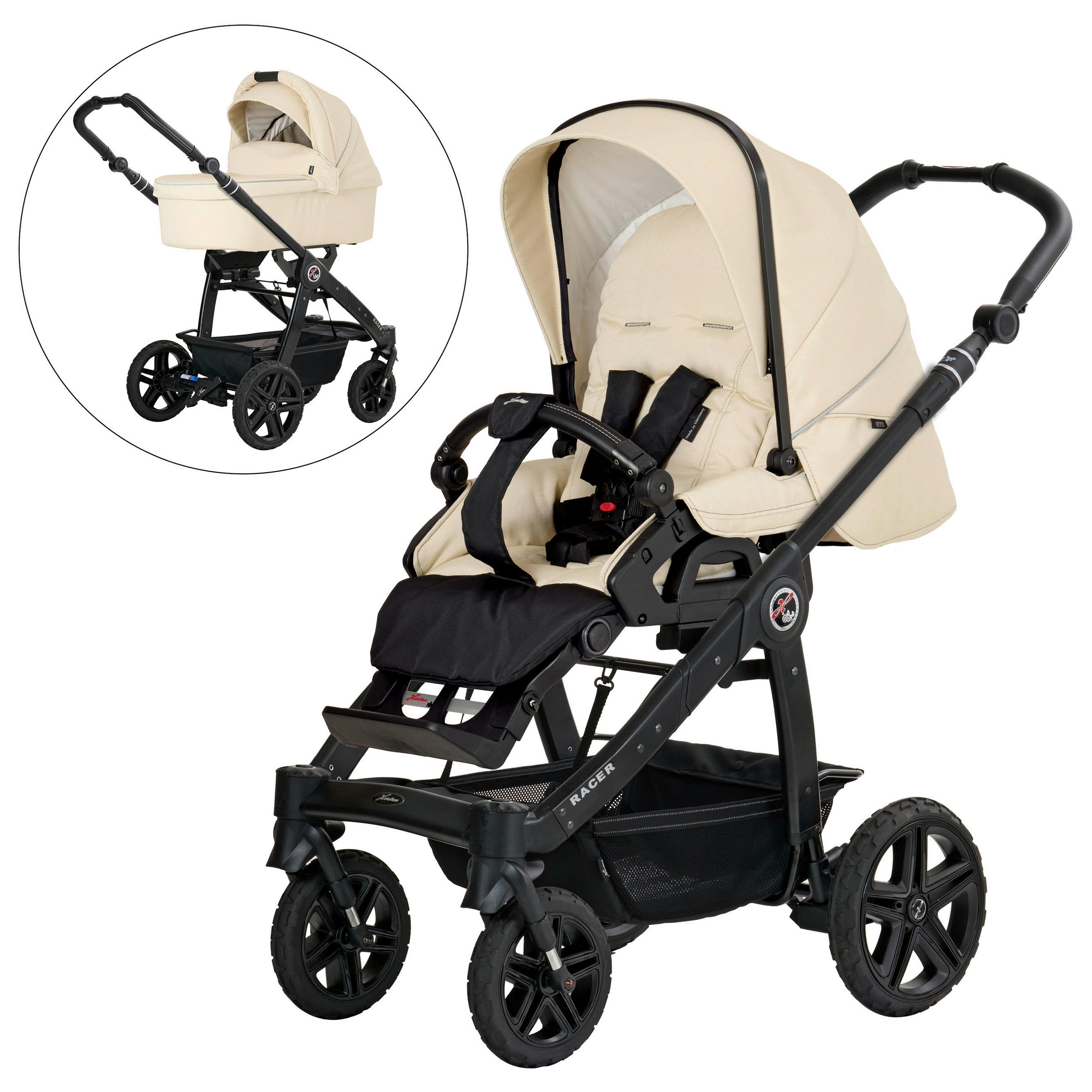 KINDERWAGENSET RACER GTS  - Hellgelb/Cappuccino, Basics, Textil/Metall (59/113/101cm) - Hartan