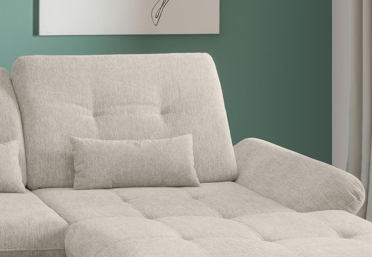WOHNLANDSCHAFT in Chenille Beige  - Chromfarben/Beige, Design, Textil/Metall (254/376/195cm) - Livetastic