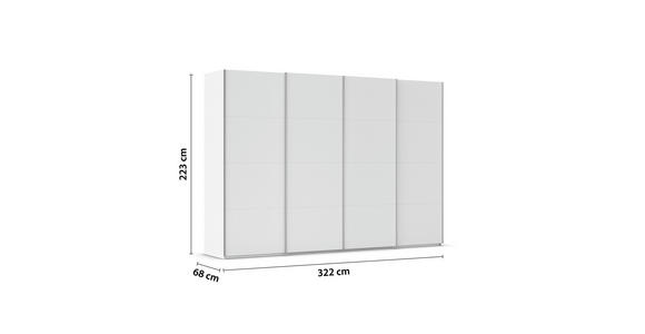 SCHWEBETÜRENSCHRANK  in Weiß  - Alufarben/Weiß, Basics, Holzwerkstoff/Metall (322/223/68cm) - Novel