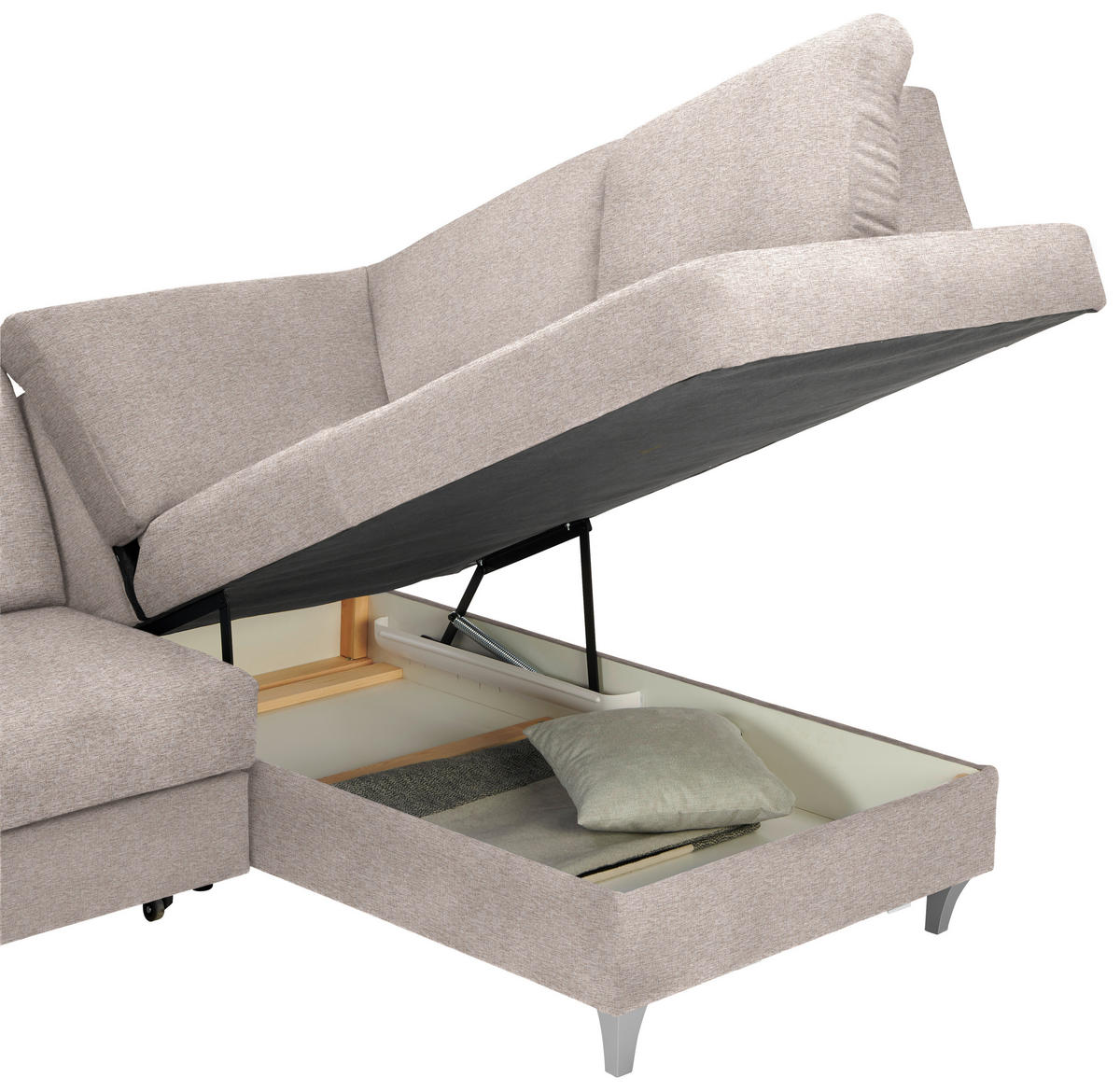 ECKSOFA in Flachgewebe Rosa  - Silberfarben/Rosa, Konventionell, Holz/Textil (255/186cm) - Cantus