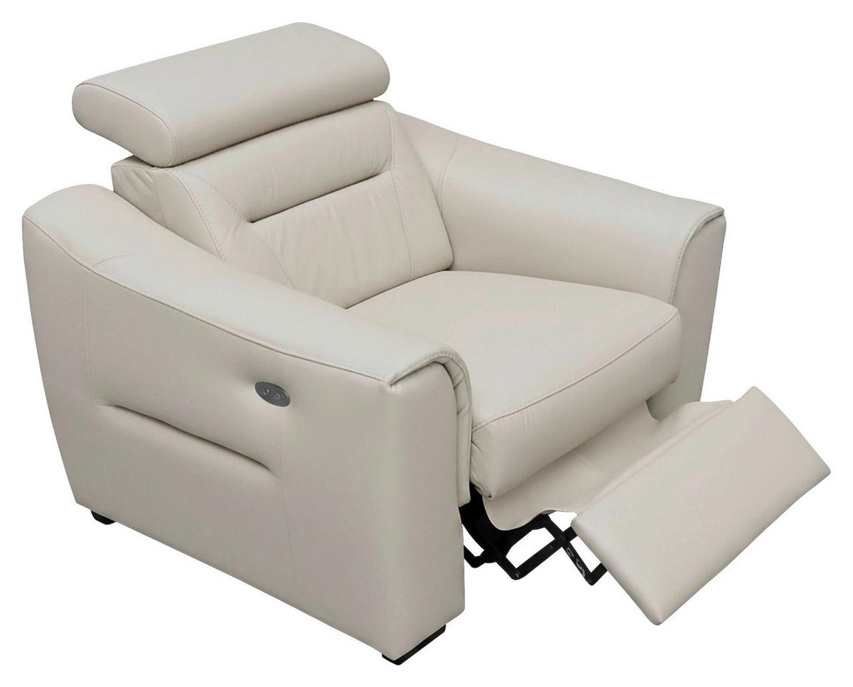 RELAXSESSEL Lederlook Echtleder Relaxfunktion, Kopfteilverstellung, Rücken echt    - Wengefarben/Creme, Design, Leder/Holz (100/104/102cm) - Celina Home