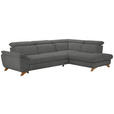 ECKSOFA in Flachgewebe Grau  - Eichefarben/Grau, MODERN, Holz/Textil (287/212cm) - Valnatura