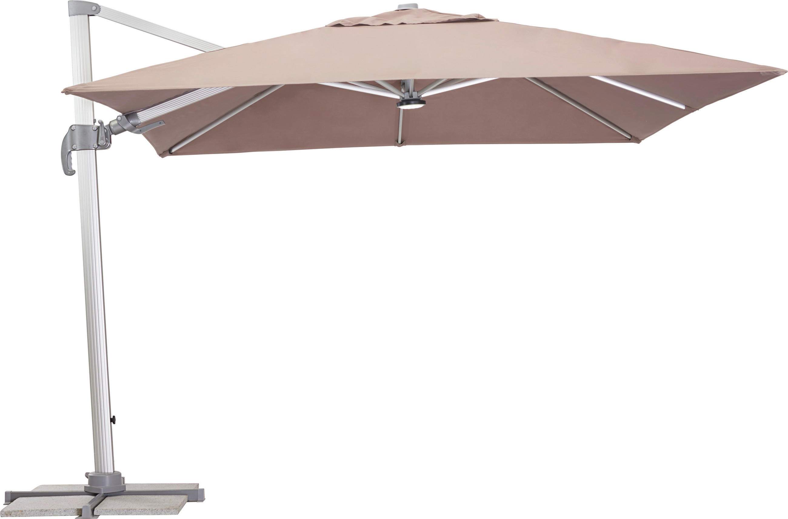 KONZOLNI SENČNIK - rjavosiva/barve aluminija, Trendi, kovina/tekstil (300/300cm) - Ambia Garden