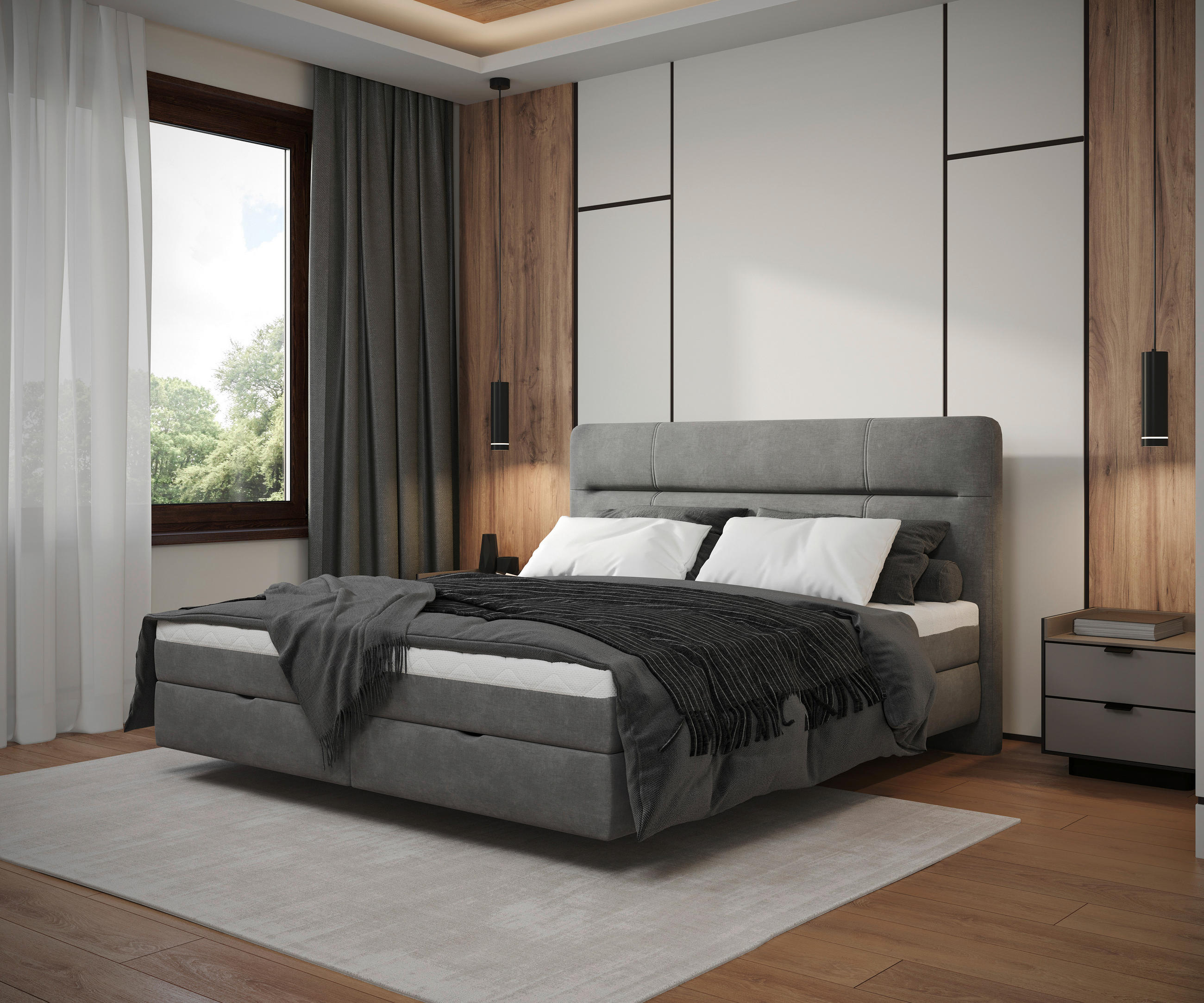 Boxbett Adriano 180x200 cm Grau