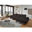 ECKSOFA in Mikrofaser, Chenille Mokka  - Schwarz/Mokka, Design, Textil/Metall (299/157cm) - Dieter Knoll