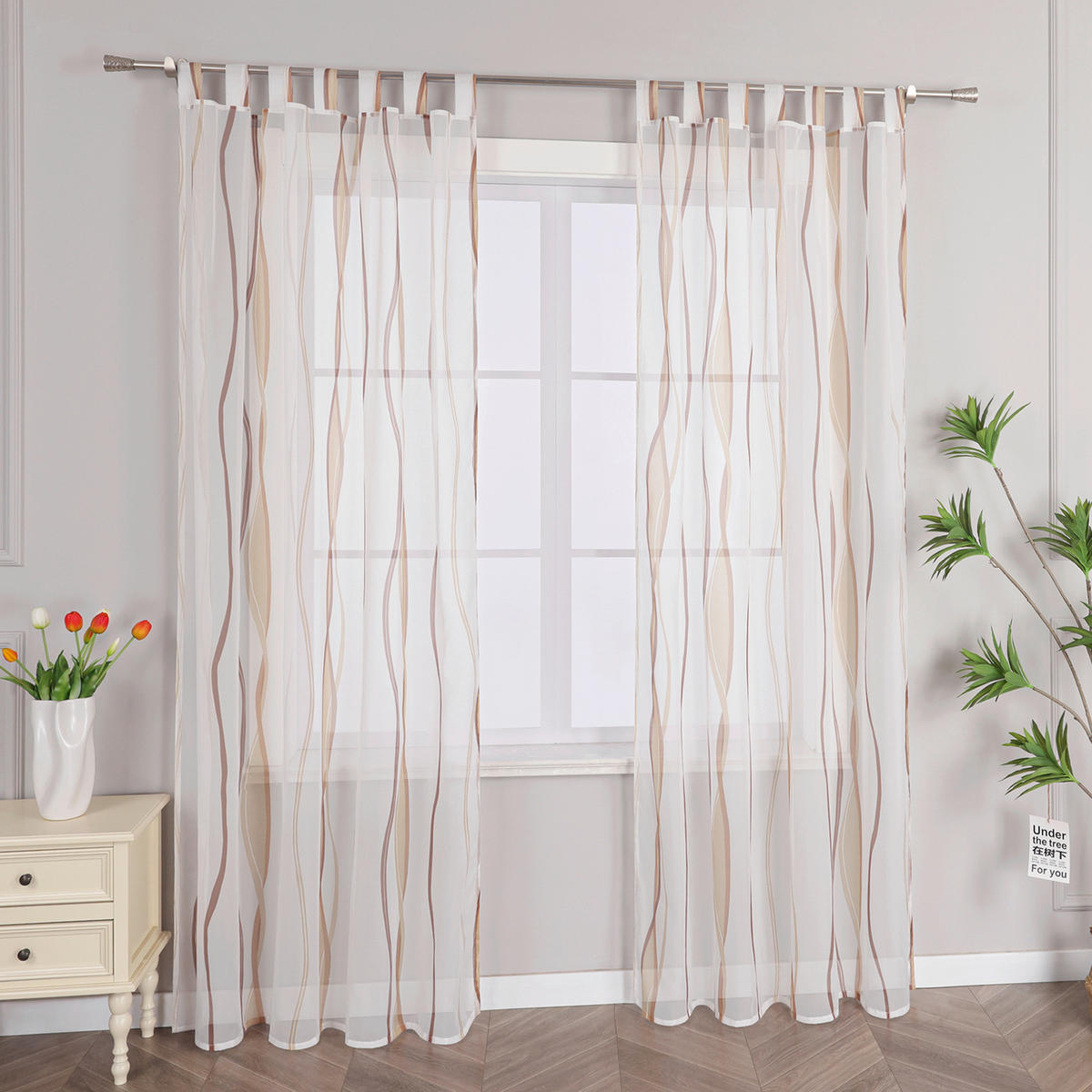FERTIGVORHANG  transparent  140/175 cm   - Hellbraun/Weiß Hochglanz, Basics, Textil (140/175cm) - Joyswahl
