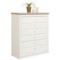 KOMMODE , 95/115/43 cm, 6 Schublade(n)  - Weiß/Grau, LIFESTYLE, Holzwerkstoff/Metall (95/115/43cm) - Hom`in