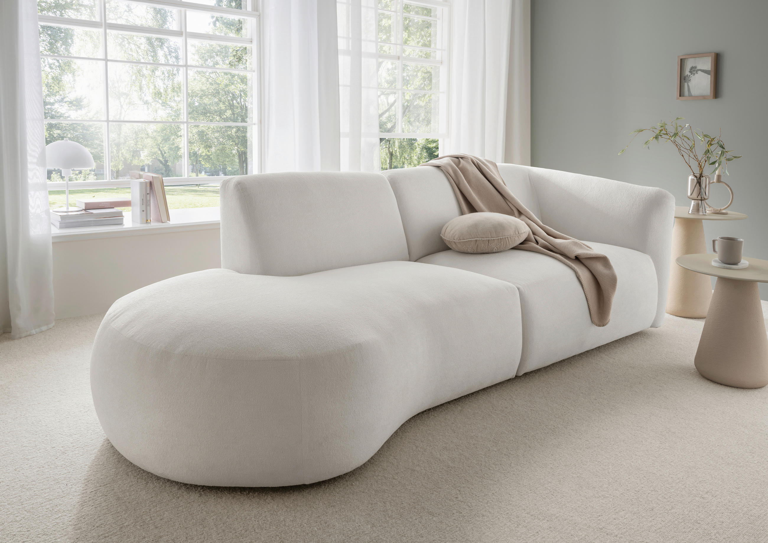 ECKSOFA Mikrofaser Beige  - Beige/Schwarz, Modern, Kunststoff/Textil (238/107cm) - Livetastic