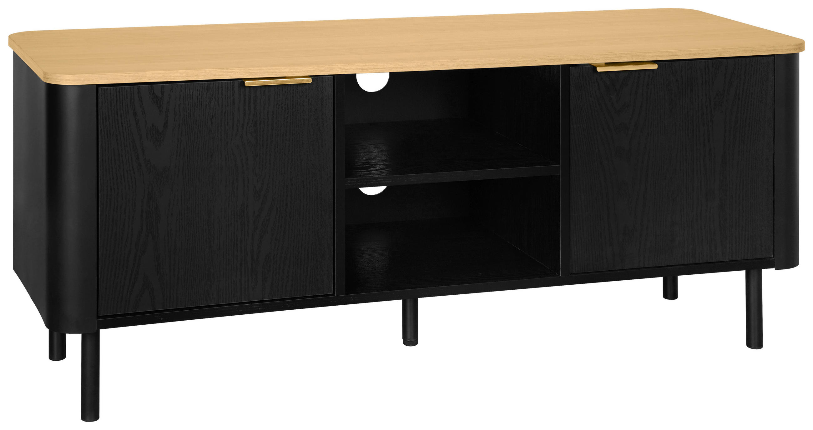 Xora Lowboard Schwarz, Eiche 120x52x40 cm