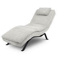 RELAXLIEGE Echtleder Hellgrau  - Hellgrau/Schwarz, Design, Leder/Metall (65/95/171cm) - Celina Home