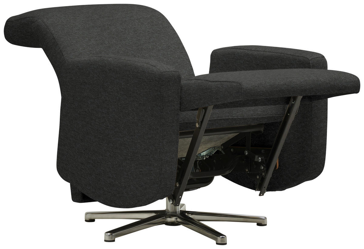 RELAXSESSEL Textil Schwarzbraun  - Schwarzbraun/Alufarben, Design, Textil/Metall (72/109/78cm) - Sedda