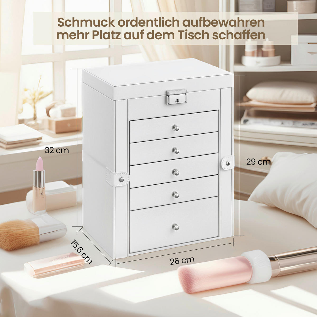 SCHMUCKKÄSTCHEN 26/32/15,6 cm  - Weiß, LIFESTYLE, Holzwerkstoff (26/32/15,6cm)