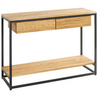 KONZOLOVÝ STOLEK, černá, barvy dubu, dřevo, kov, 100/35/75 cm - černá/barvy dubu, Konvenční, kov/dřevo (100/35/75cm)
