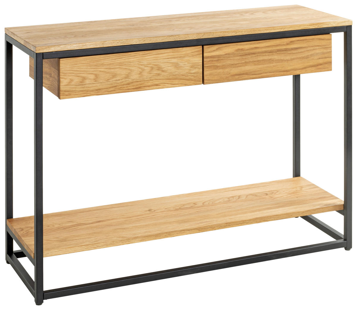 KONZOLOVÝ STOLEK, černá, barvy dubu, dřevo, kov, 100/35/75 cm - černá/barvy dubu, Konvenční, kov/dřevo (100/35/75cm)