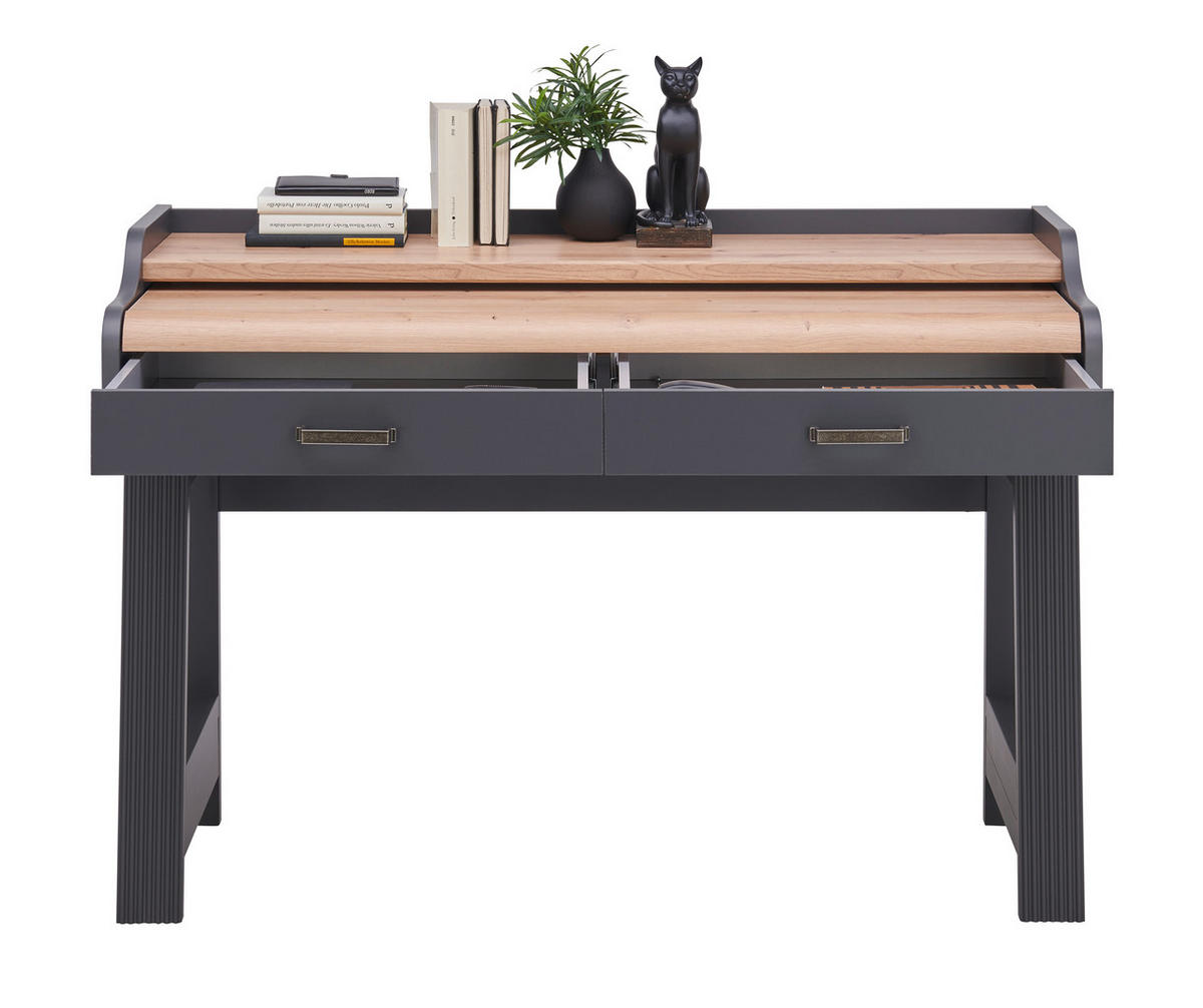 Birou in stejar Artisan  - stejar Artisan/grafit, Romantik / Landhaus, metal/material pe bază de lemn (120/53/84cm) - Landscape