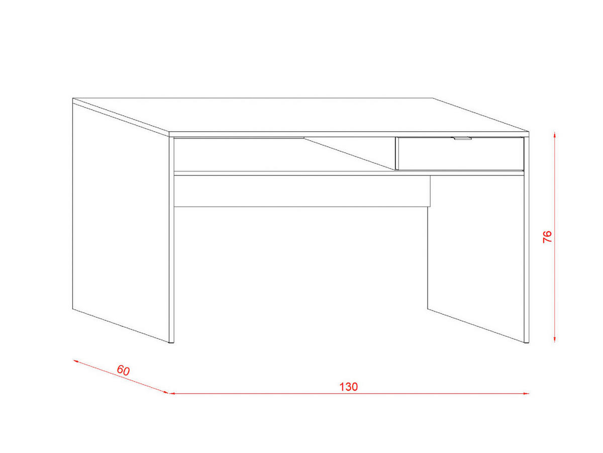 PÍSACÍ STÔL, biela, 130/60/76 cm - čierna/biela, Design, kompozitné drevo/plast (130/60/76cm) - MID.YOU
