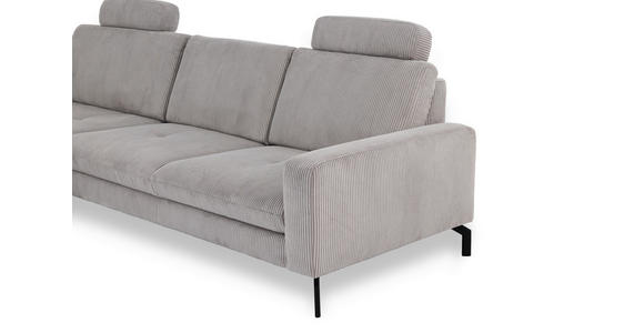 ECKSOFA Grau Cord  - Schwarz/Grau, Design, Textil/Metall (178/302cm) - Carryhome