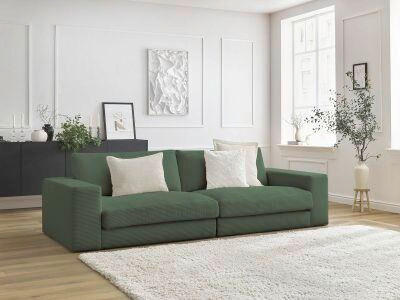 3-SITZER-SOFA LEONARD Cord Dunkelgrün  - Dunkelgrün/Schwarz, MODERN, Kunststoff/Textil (234/77/109cm)
