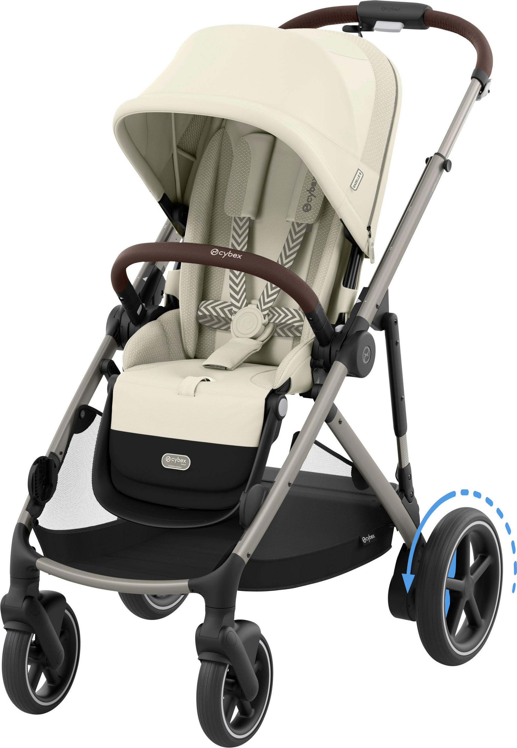 KINDERWAGEN E-GAZELLE S  - Taupe, Design, Kunststoff/Metall (94.5-107,5/66/100cm) - cybex GOLD