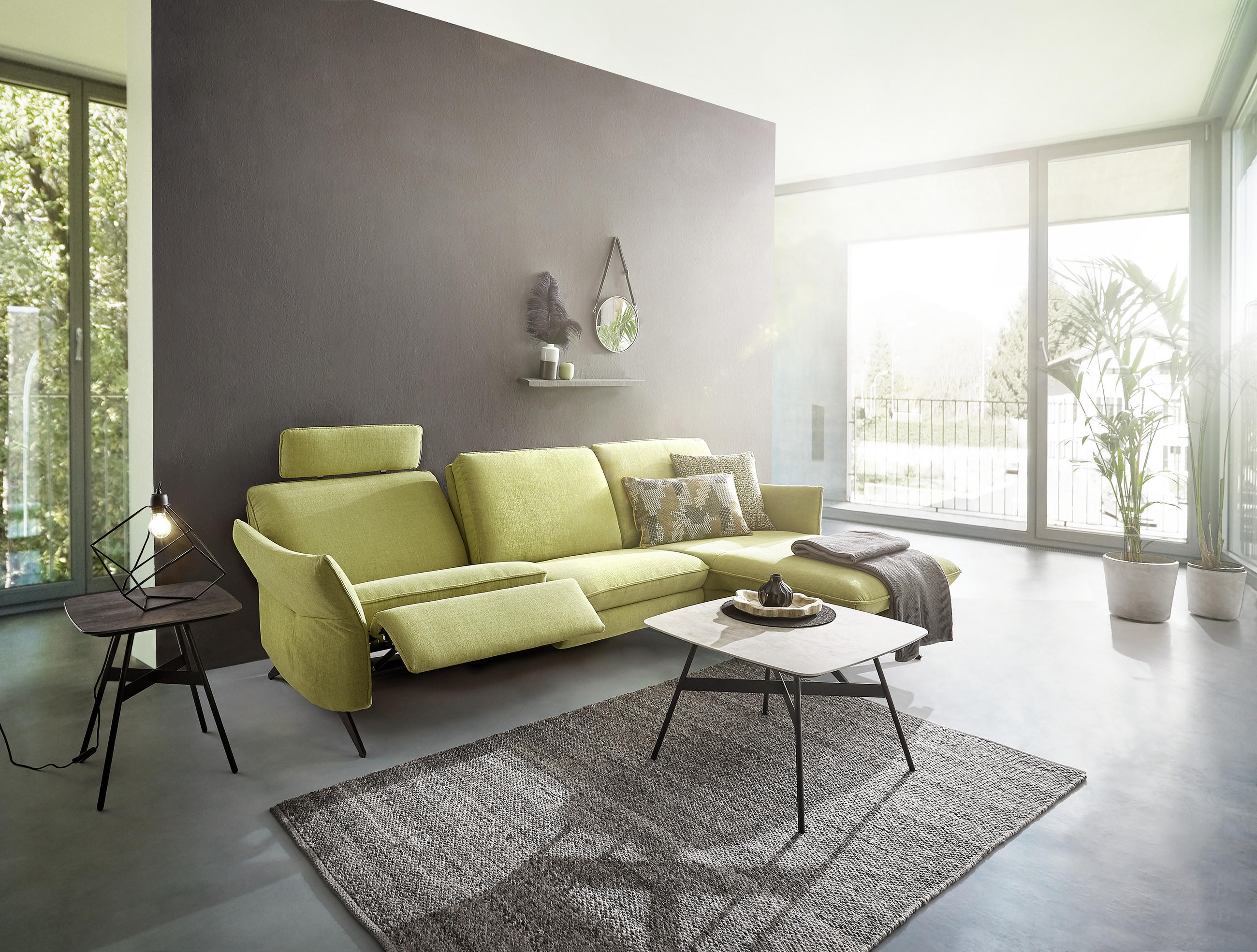 ECKSOFA in Chenille Dunkelrot  262/158 cm  - Anthrazit/Dunkelrot, Design, Textil/Metall (262/158cm) - Himolla Komfortklass