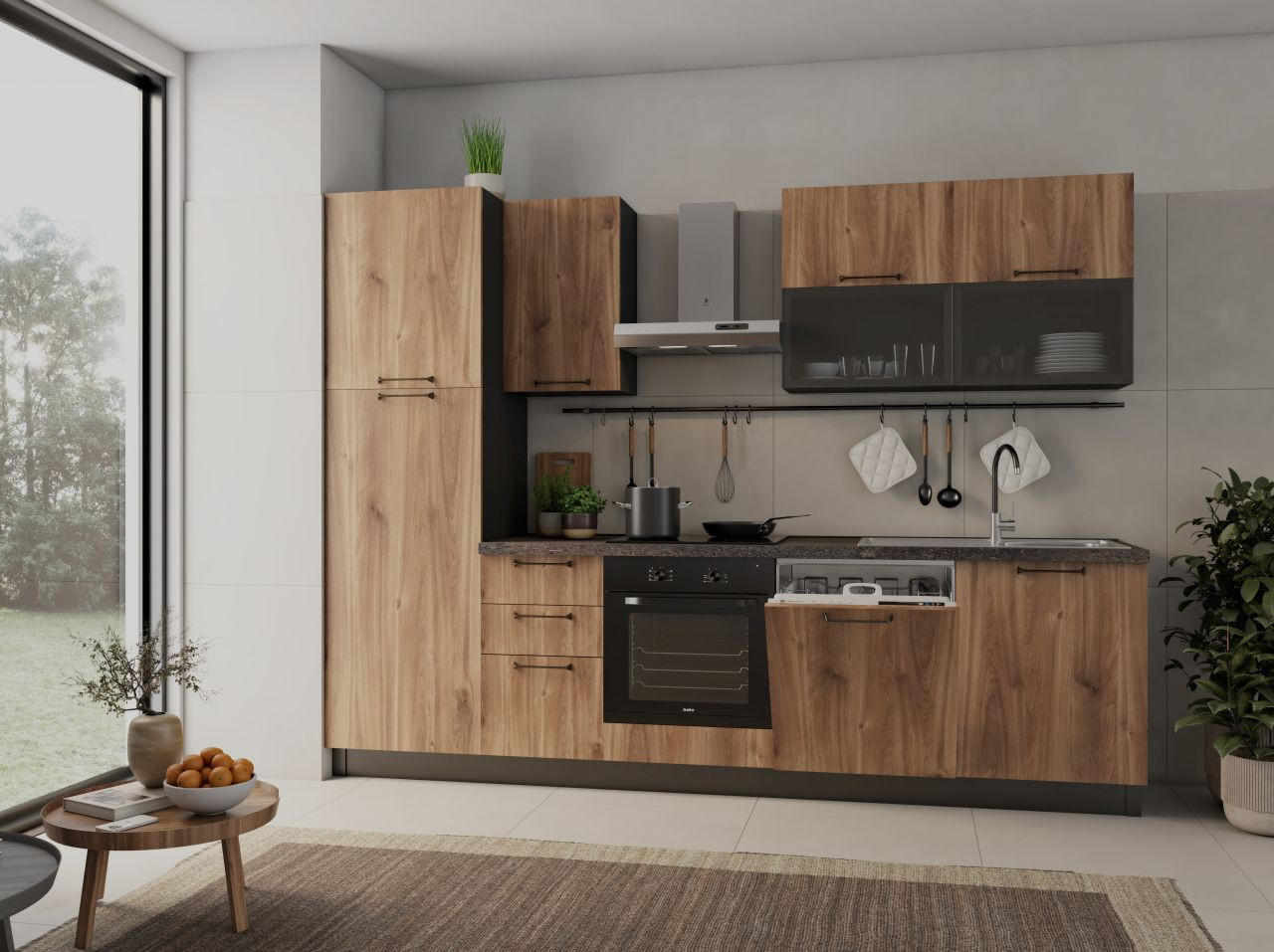 BLOK KUHINJA SA APARATIMA   - Osnovno, pločasti materijal (285/216/60cm) - Xora