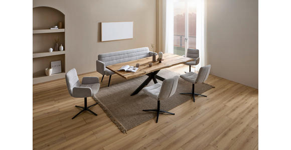 ESSTISCH in Holz 240/100/76 cm  - Eichefarben/Schwarz, Design, Holz/Metall (240/100/76cm) - Linea Natura