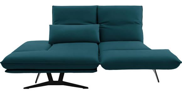 ECKSOFA in Echtleder Petrol  - Gelb/Petrol, Design, Leder/Metall (130/210cm) - Dieter Knoll