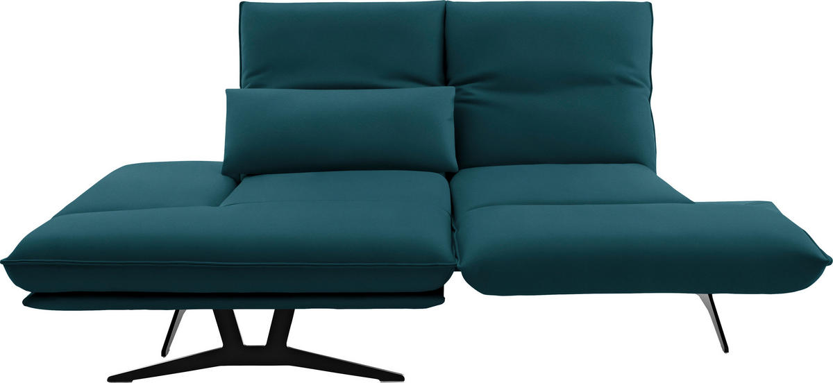 ECKSOFA in Echtleder Petrol  130/210 cm  - Gelb/Petrol, Design, Leder/Metall (130/210cm) - Dieter Knoll