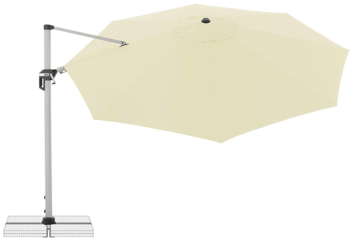 AMPELSCHIRM 370 cm Naturfarben  - Silberfarben/Naturfarben, Basics, Textil/Metall (370cm) - Doppler