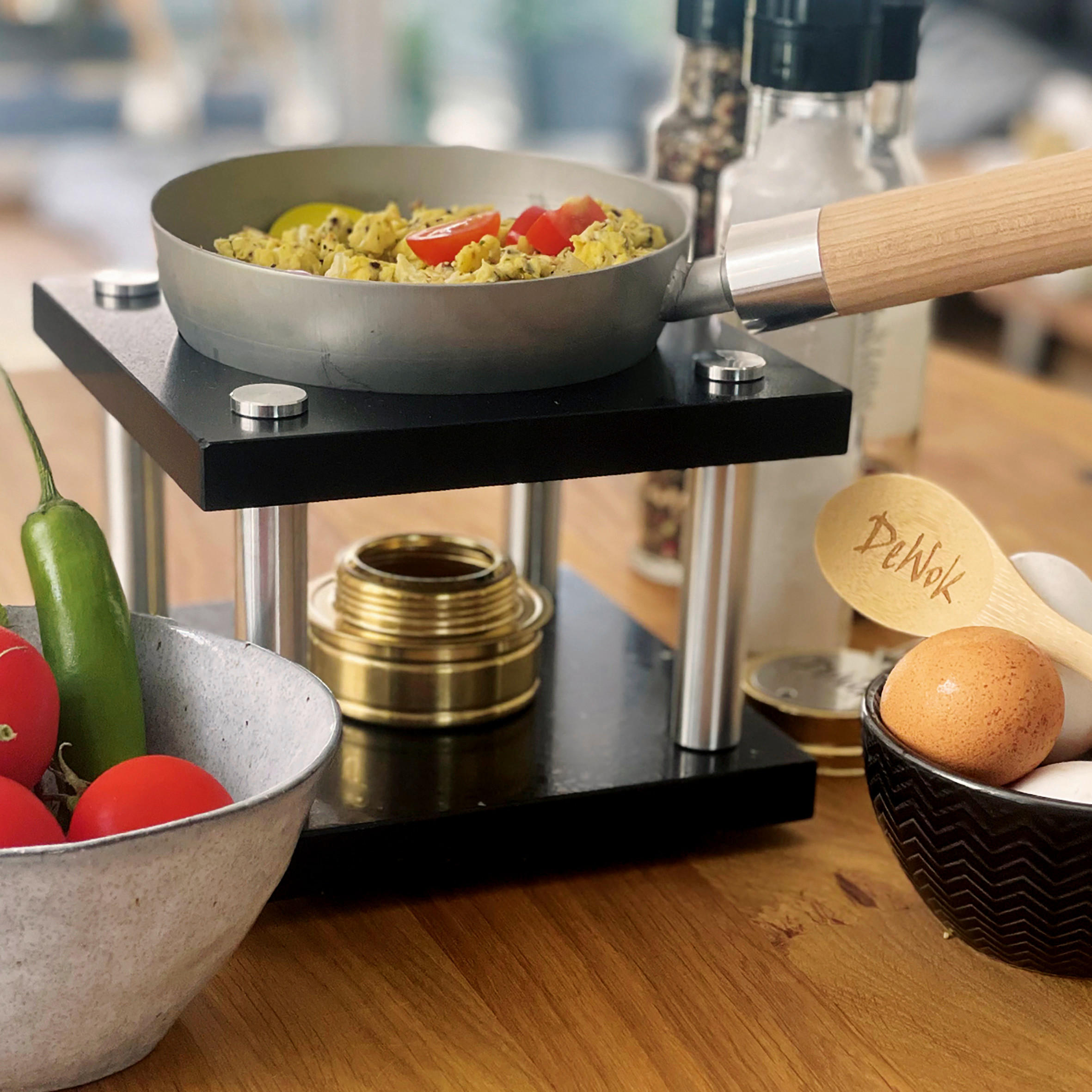 DeWok Mobiler Wok Single Set DeWok  - Schwarz, Basics, Holz/Stein (31,50/31,50/29,50cm)