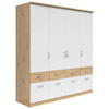 KLEIDERSCHRANK 181/199/58 cm 4-türig Weiß, Eiche Artisan  - Silberfarben/Weiß, KONVENTIONELL, Holzwerkstoff/Kunststoff (181/199/58cm)