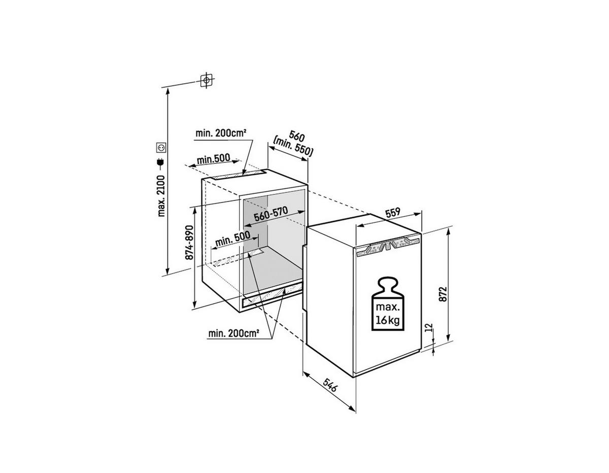 EINBAUGEFRIERSCHRANK IFND3924-22  - Weiß, Basics, Kunststoff (55,9/87,2/54,6cm) - Liebherr