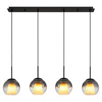 HÄNGELEUCHTE 100/18/120 cm    - Klar/Schwarz, Basics, Glas/Textil (100/18/120cm) - Globo