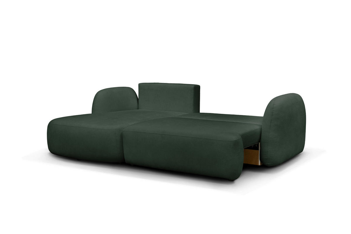 ECKSOFA VELU Grün Chenille  - Schwarz/Grün, Design, Textil (175cm) - MID.YOU