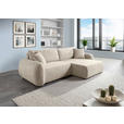 ECKSOFA Beige Flachgewebe Zierkissen, Rückenkissen, Bettkasten, Schlaffunktion, Rücken echt, Liegefläche im Originalstoff  - Beige/Schwarz, KONVENTIONELL, Kunststoff/Textil (250/145cm) - Carryhome