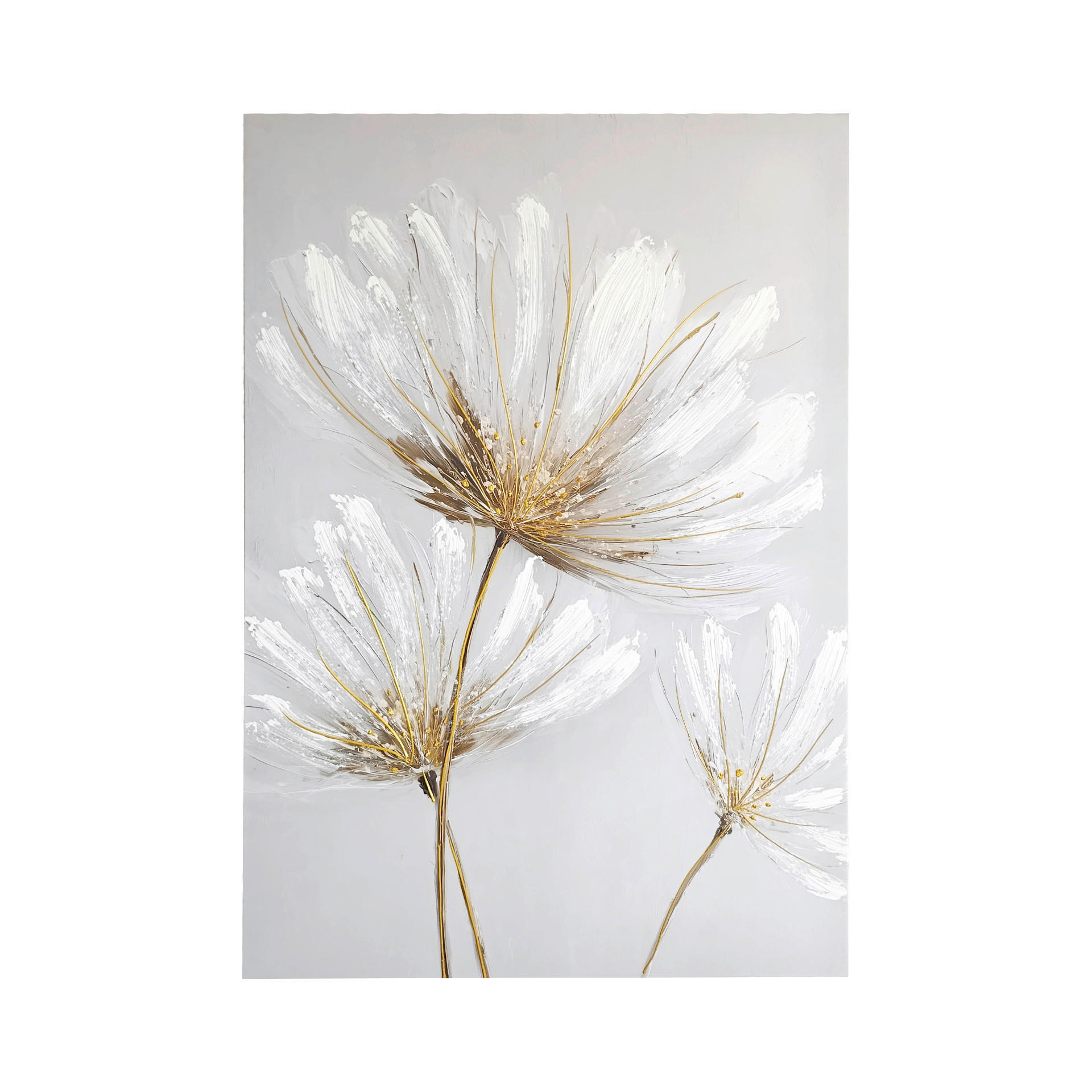 LEINWANDBILD Blumen 70/100 cm  - Goldfarben/Weiß, Basics, Holz/Textil (70/100cm)
