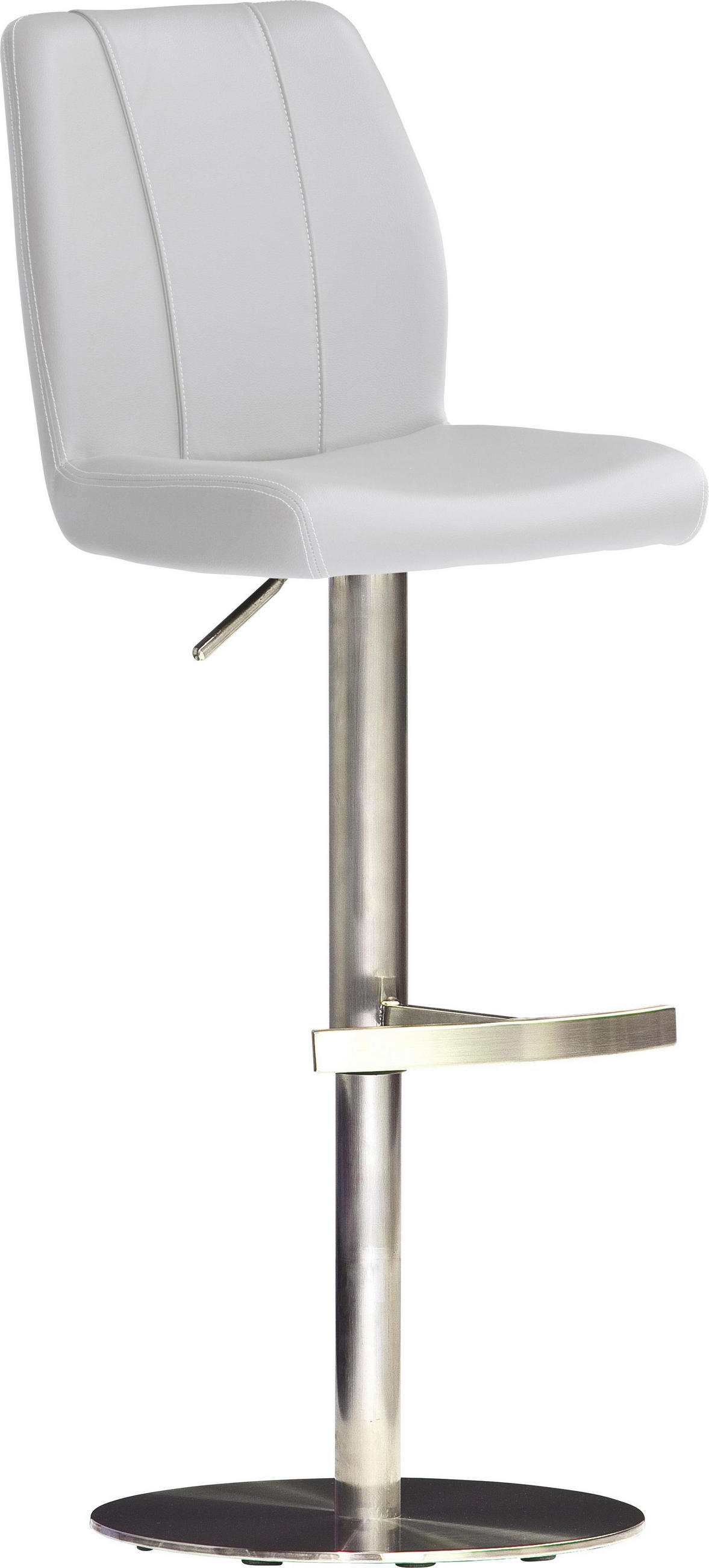 Barhocker in Metall, Textil Weiß, Edelstahlfarben