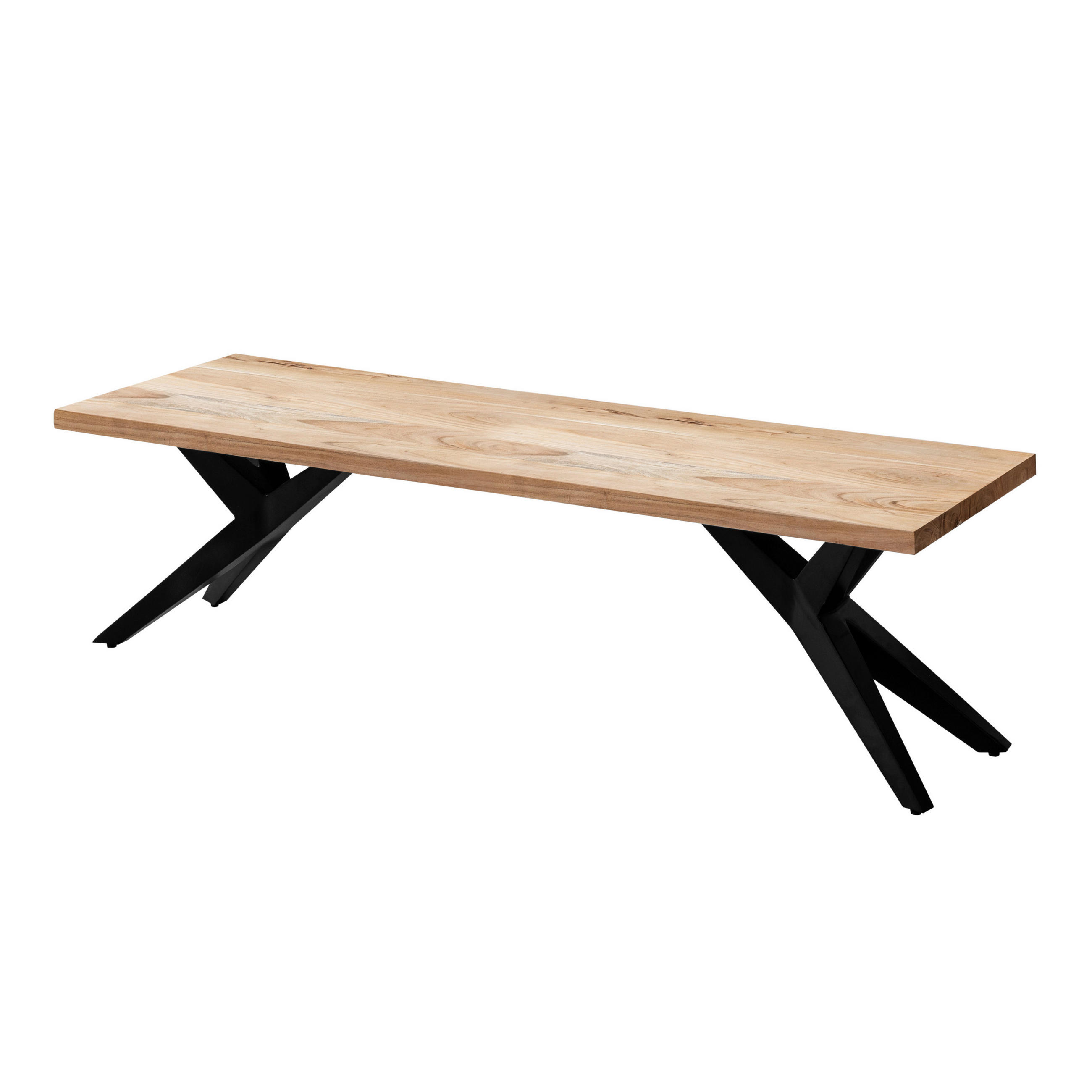 SITZBANK 120/45/45 cm Akaziefarben Akazie massiv Metall  - Schwarz/Akaziefarben, Design, Holz/Metall (120/45/45cm) - Livetastic