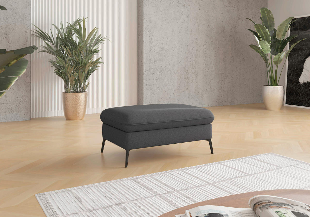 HOCKER Flachgewebe Dunkelgrau  - Dunkelgrau/Creme, KONVENTIONELL, Textil/Metall (104/47/69cm) - Sit & More