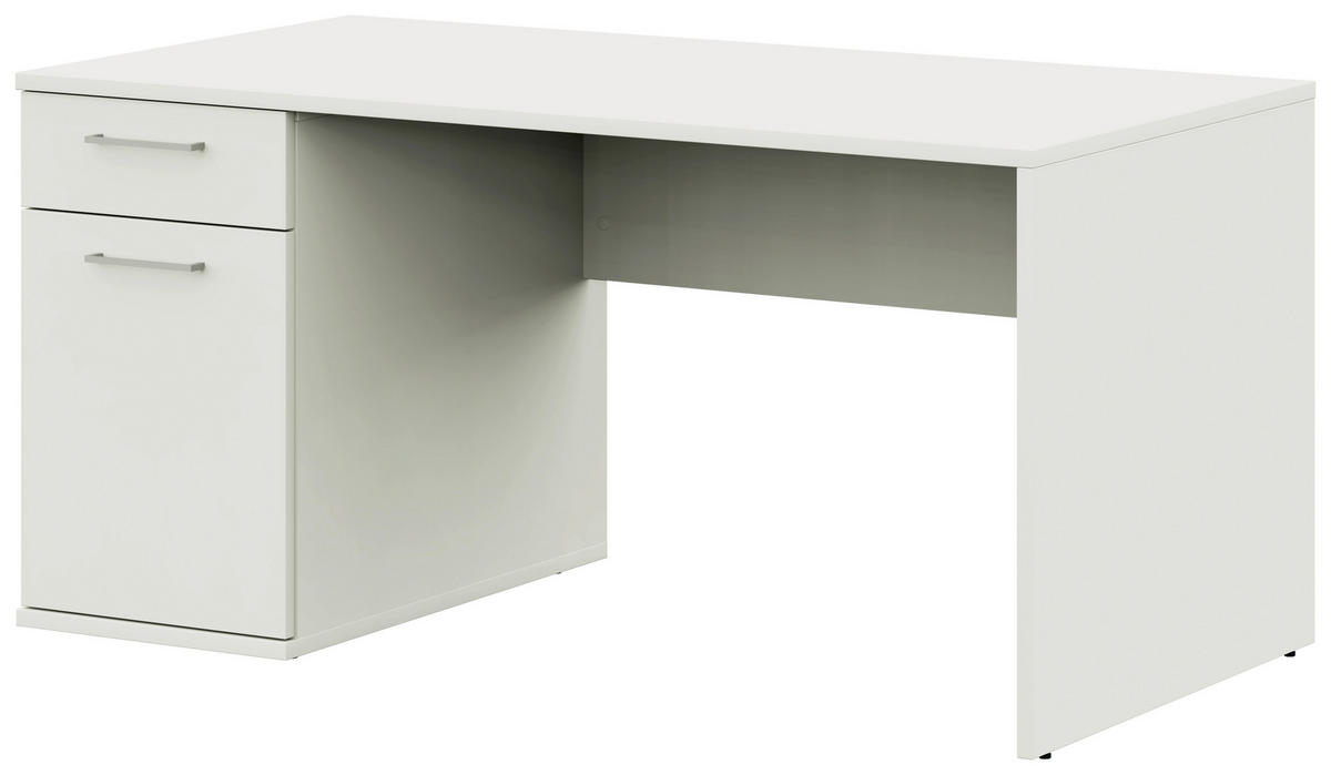 JUGENDSCHREIBTISCH 150/70/72 cm  in Weiss  - Weiss/Edelstahlfarben, Design, Holzwerkstoff/Metall (150/70/72cm) - Cantus