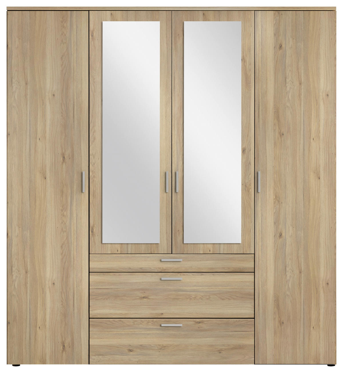 DREHTÜRENSCHRANK in Eichefarben  - Eichefarben/Alufarben, Modern, Glas/Holzwerkstoff (180/195/56cm) - Livetastic