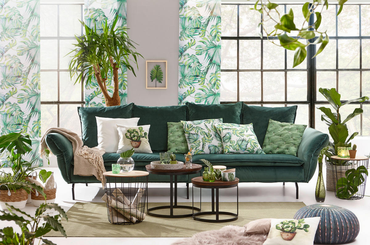 MEGA SOFA zelena  - zelena/višebojna, Dizajnerski, metal/tekstil (300/88-45/109cm) - Landscape