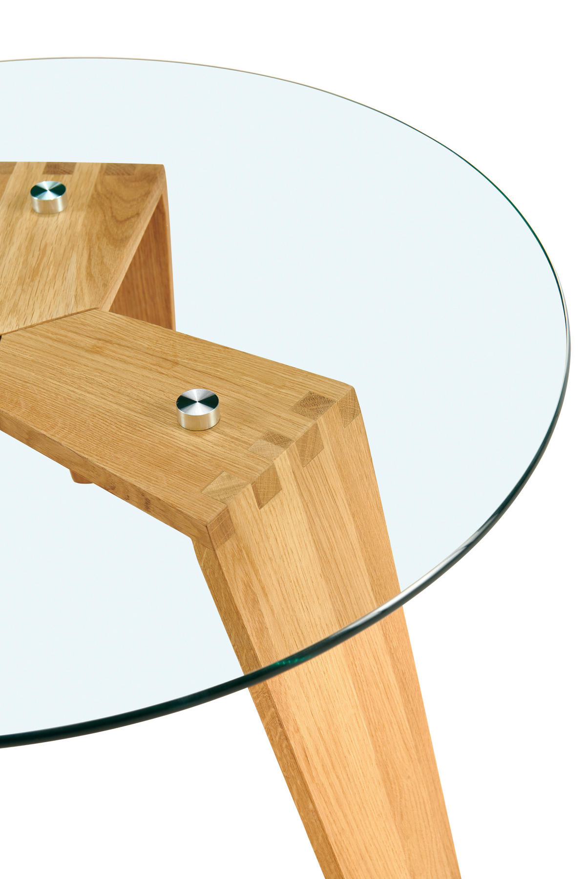 COUCHTISCH Eiche massiv ESG rund Klar, Naturfarben  - Klar/Naturfarben, Design, Glas/Holz (70/39.5/70cm) - Livetastic
