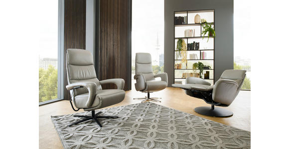RELAXSESSEL in Leder Greige  - Greige/Schwarz, Design, Leder/Metall (76/108/86cm) - Dieter Knoll