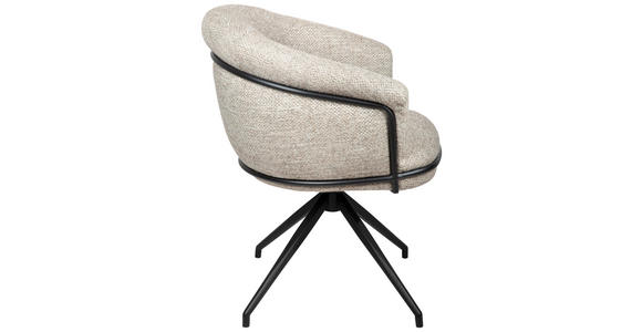 ARMLEHNSTUHL  in Eisen Bouclé  - Schwarz/Naturfarben, Design, Textil/Metall (65/80,5/65cm) - Belluti