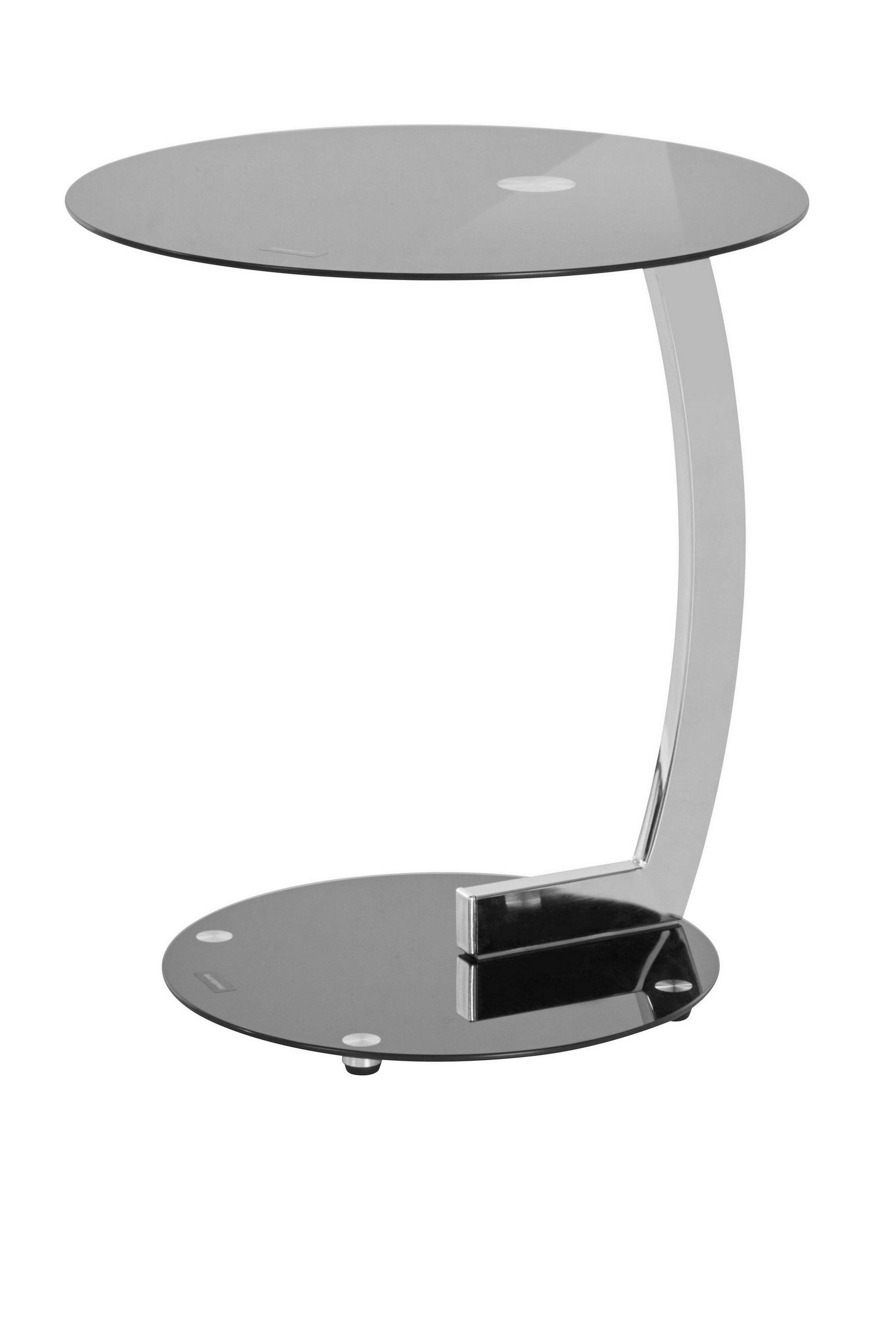 BEISTELLTISCH 45/45/52 cm Schwarz, Chromfarben rund  - Chromfarben/Schwarz, Design, Glas/Metall (45/45/52cm) - MID.YOU